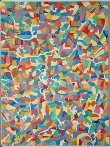 Josip Rubes, Abstract artwork, 2023., oil and enamel on paper, 80x60 cm